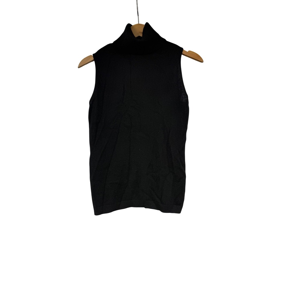 C By Bloomingdale's Cashmere Black Sleeveless Turtleneck Sweater Womens M READ